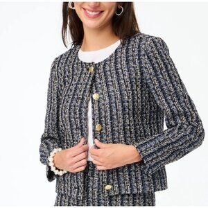 NWT J. Crew Factory Navy/Gold Tweed Jacket Size 10